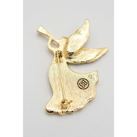 Dana Buchman Vintage Pin Brooch Mother Pearl Abalone Angel Glitter Christmas 9B - Picture 11 of 12